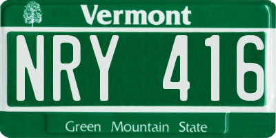 VT license plate NRY416