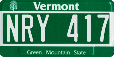 VT license plate NRY417