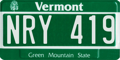 VT license plate NRY419