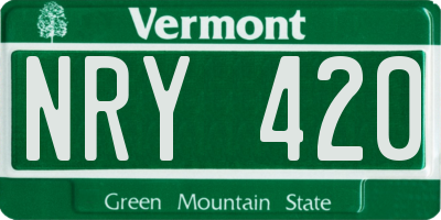 VT license plate NRY420