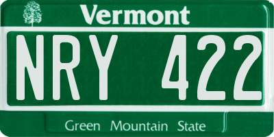 VT license plate NRY422