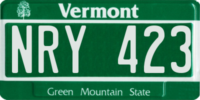 VT license plate NRY423