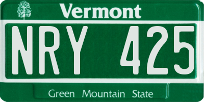 VT license plate NRY425
