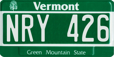 VT license plate NRY426