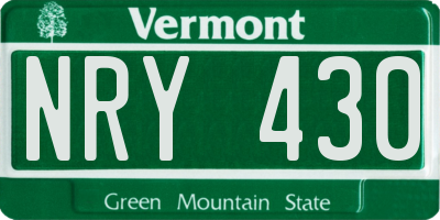 VT license plate NRY430