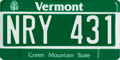 VT license plate NRY431