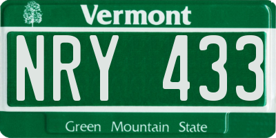 VT license plate NRY433