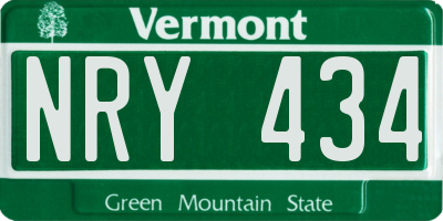 VT license plate NRY434