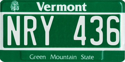 VT license plate NRY436