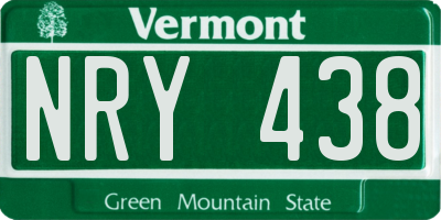 VT license plate NRY438