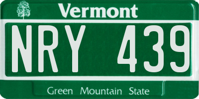 VT license plate NRY439