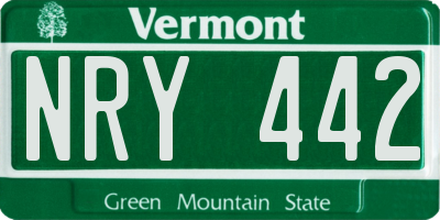 VT license plate NRY442