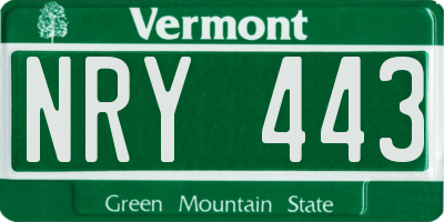 VT license plate NRY443