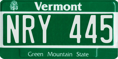 VT license plate NRY445