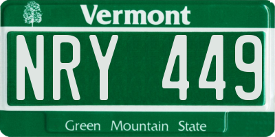 VT license plate NRY449