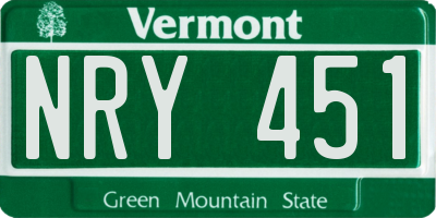 VT license plate NRY451