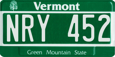 VT license plate NRY452