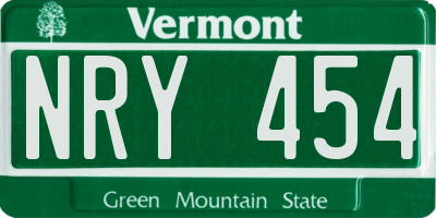 VT license plate NRY454