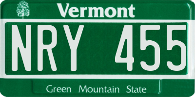 VT license plate NRY455