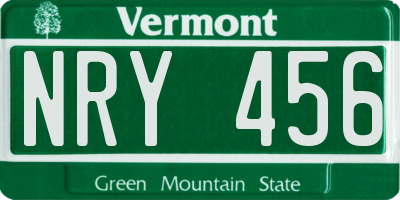 VT license plate NRY456