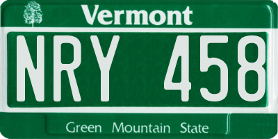 VT license plate NRY458