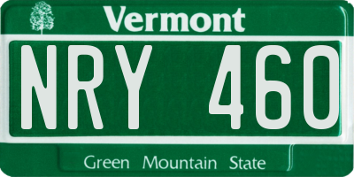 VT license plate NRY460