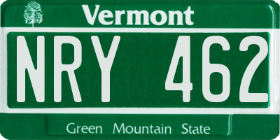 VT license plate NRY462