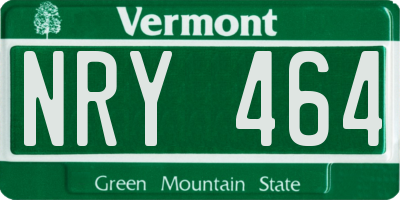 VT license plate NRY464