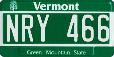 VT license plate NRY466