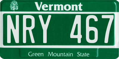 VT license plate NRY467