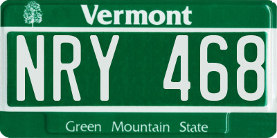 VT license plate NRY468