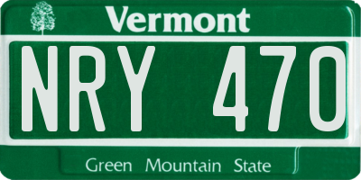 VT license plate NRY470
