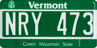 VT license plate NRY473