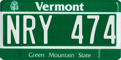 VT license plate NRY474