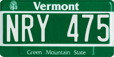 VT license plate NRY475