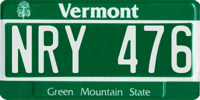 VT license plate NRY476