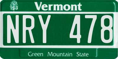 VT license plate NRY478