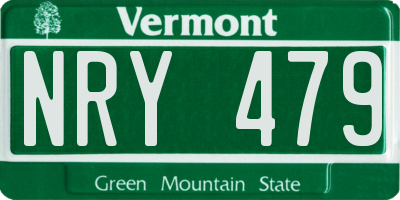 VT license plate NRY479