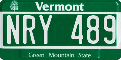 VT license plate NRY489