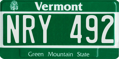 VT license plate NRY492