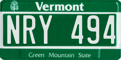 VT license plate NRY494