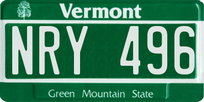 VT license plate NRY496