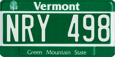VT license plate NRY498