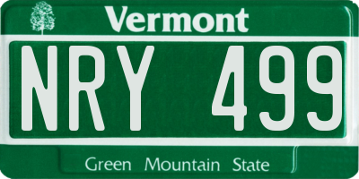 VT license plate NRY499