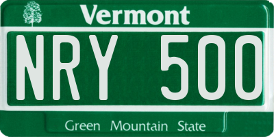 VT license plate NRY500