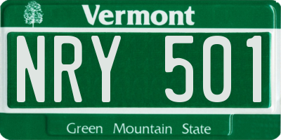 VT license plate NRY501