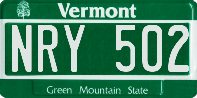 VT license plate NRY502