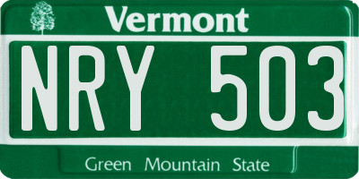 VT license plate NRY503