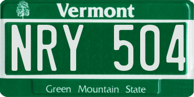 VT license plate NRY504