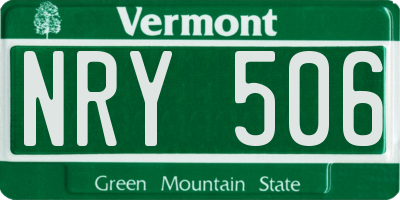 VT license plate NRY506